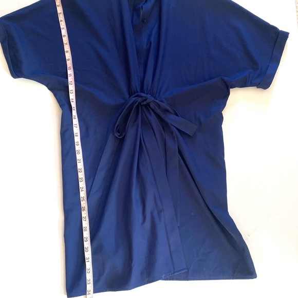 (A9) Alton Gray keyhole back Navy Blue shirtdress with pockets, Size 4 - Picture 13 of 14